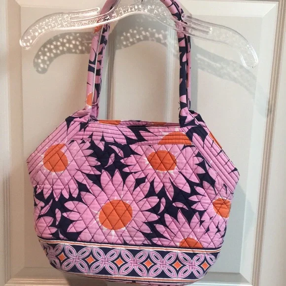 Vera Bradley Pink and Orange & Navy Shoulder Bag with Floral Design - Picture 9 of 10